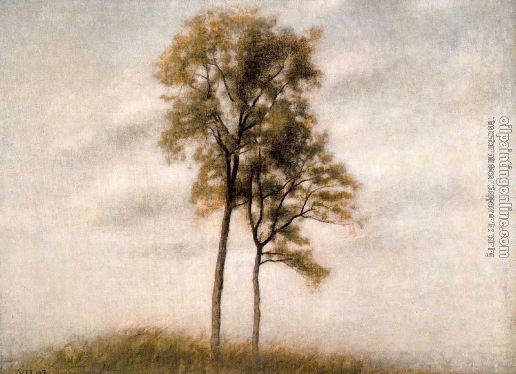 Vilhelm Hammershoi - Unge Ege (Young Oak Trees)